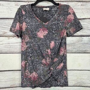 Maurices Floral Twist Front Top Womens XS Gray